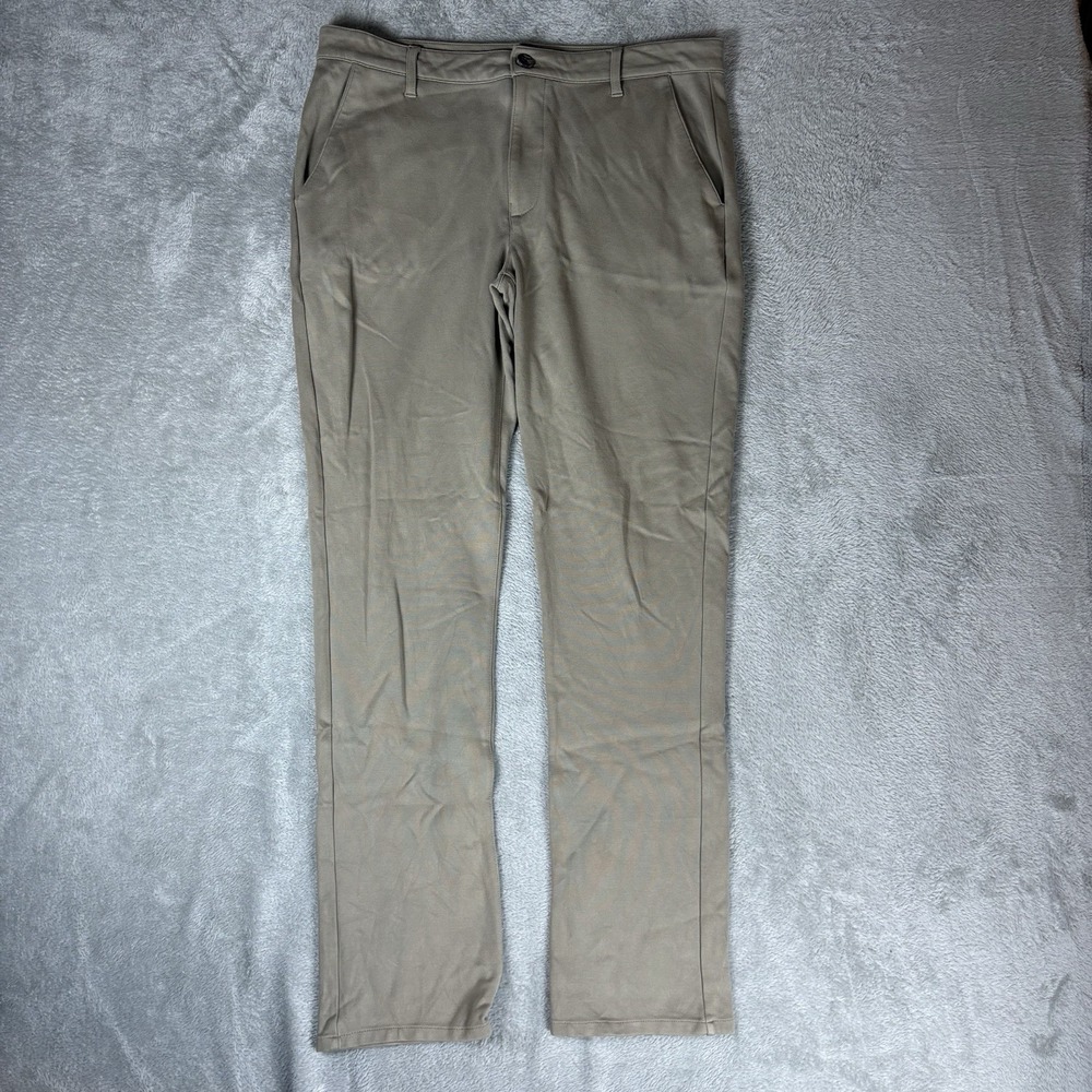 True Classic Pants Mens‎ Size 34 Tapered Fit Stretch Rayon Nylon Blend Beige